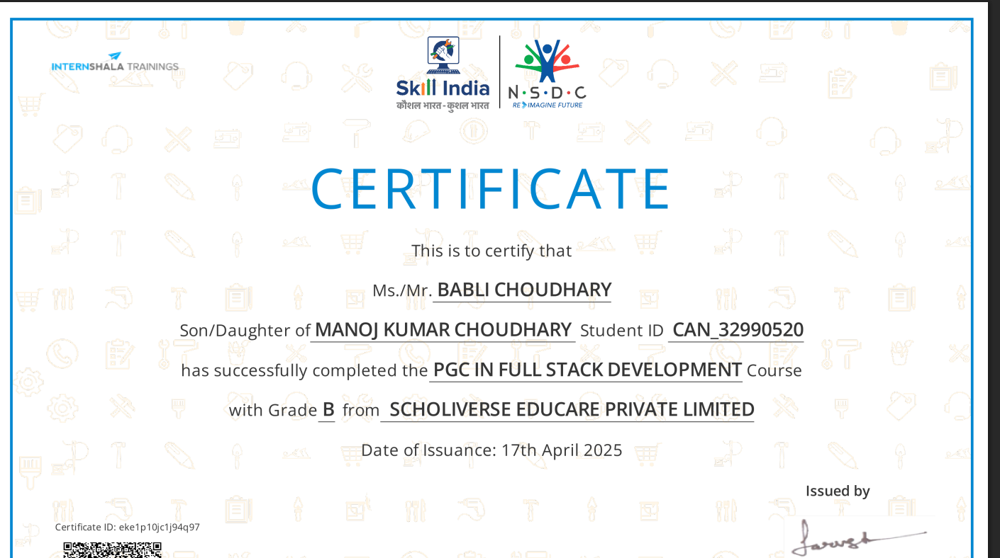 PGC Certificate – NSDC